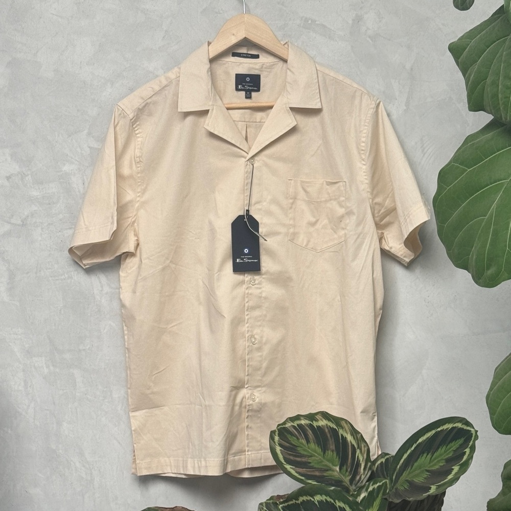 New Ben Sherman Classic Cream Stretch Men's Shirt, Size M